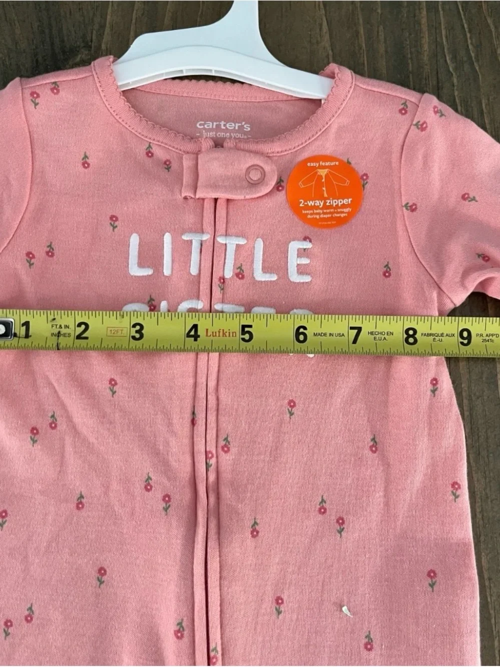 Carter's Pink 'Little Sister' Footed One-Piece Pajama